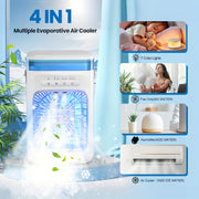 Portable desktop air conditioner fan with dual spray for home bedroom camping travel