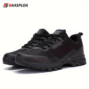 Men's Low-Top Waterproof Hiking Shoes in Black and Red with Anti-Slip Sole