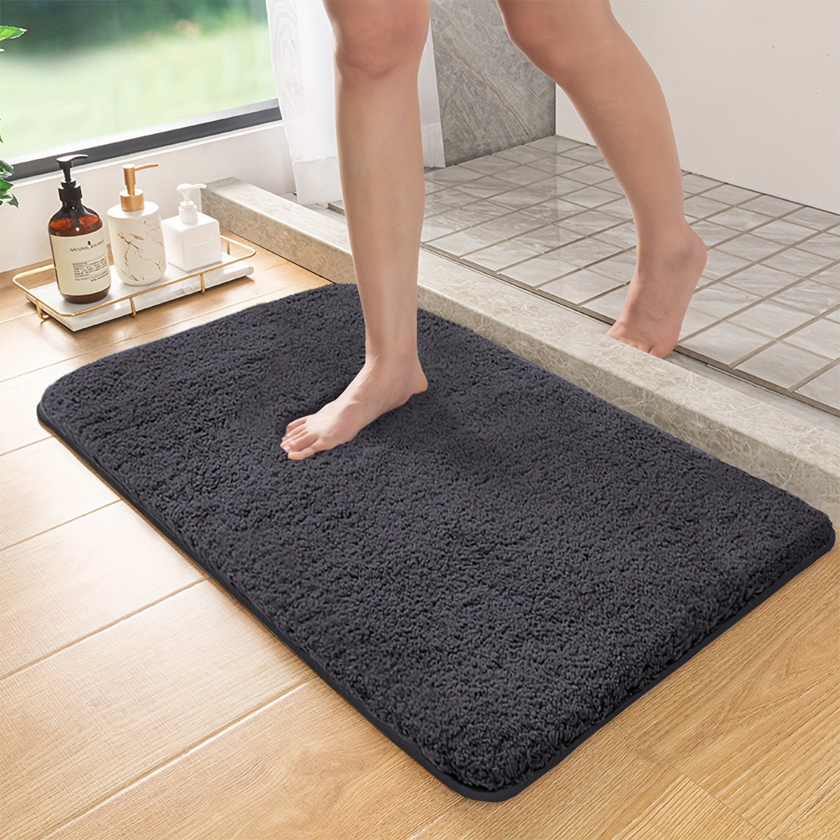 Thick Lamb Velvet Bath Mat Ultra-Soft Absorbent Anti-Slip Stain-Resistant Rug
