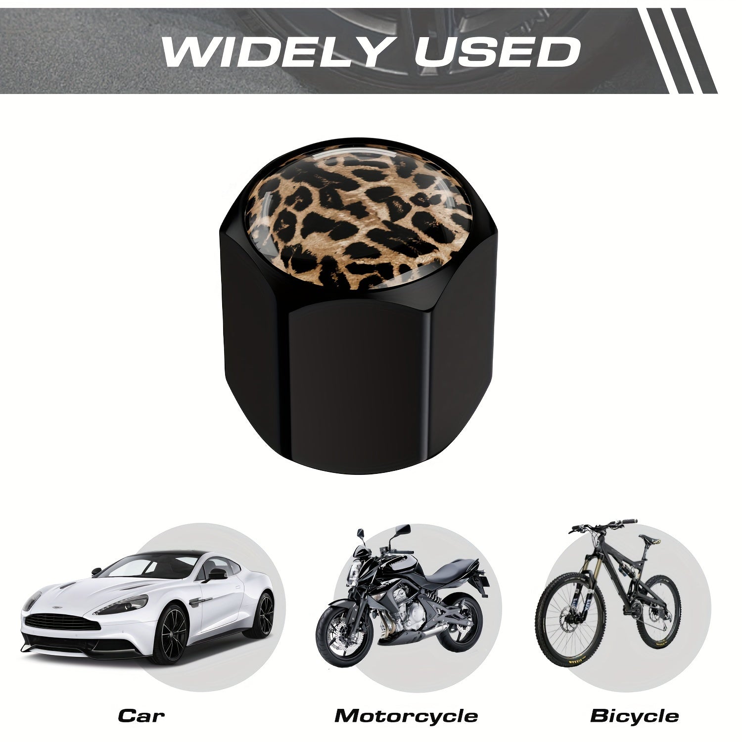 Set of 4 Copper Tire Valve Stem Caps Leopard Print Universal Fit for Cars Trucks Bikes
