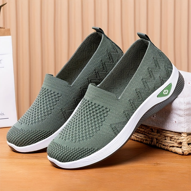 Women's Breathable Knitted Flat Shoes Comfortable Soft Sole Durable for Walking