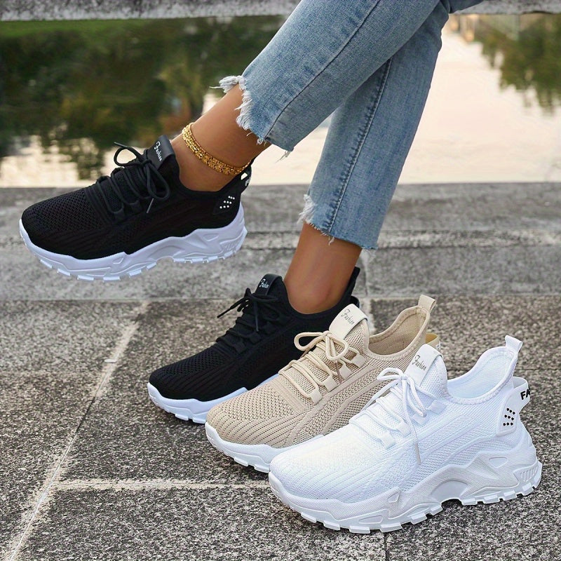 Zapatillas de malla transpirable para mujer, zapatillas ligeras de caña baja para correr con suela acolchada