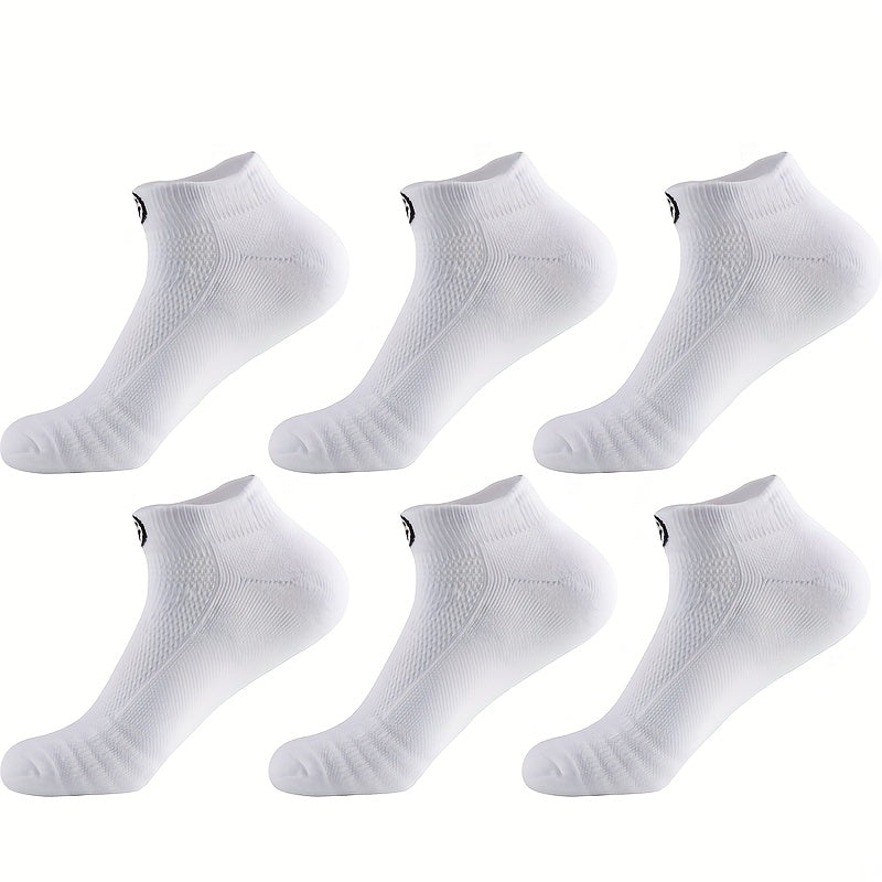 Men's Athletic Socks Breathable Knit Geometric Pattern 6 Pairs