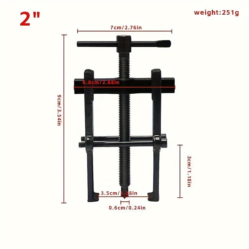 Black Steel 5.08cm Two Claw Puller Tool for Bearing Removal Automotive Repair