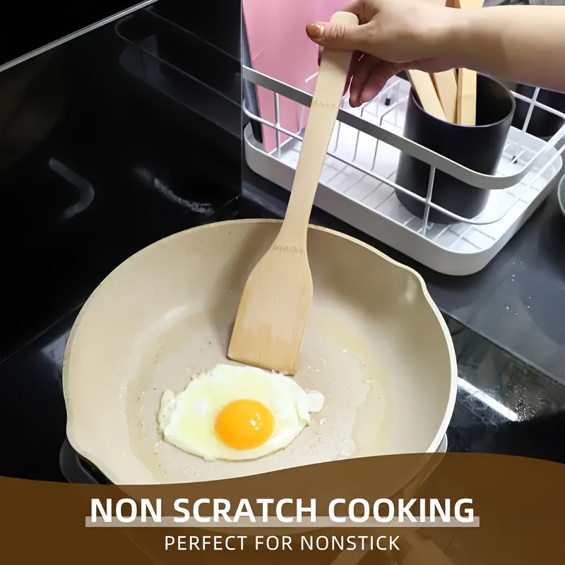 Juego de 6 utensilios de cocina de bambú con cucharas y espátulas de madera para utensilios antiadherentes