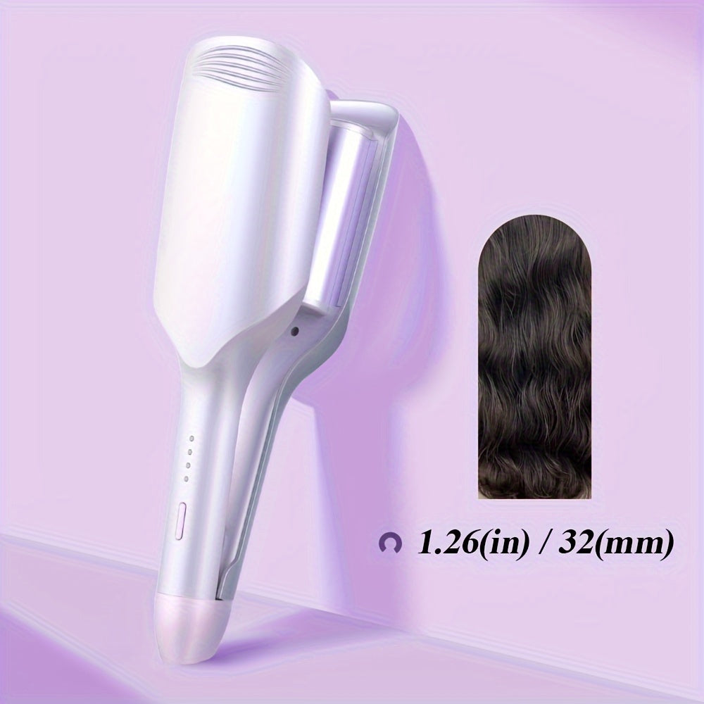 Plancha de rizado para mujer de 32mm con ondas en forma de huevo en barril profundo en forma de U, resistente al calor