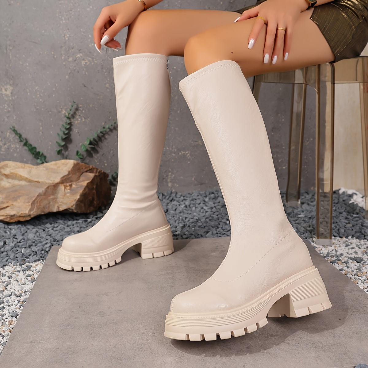 Women's Western Cowgirl Boots Slip-On Leather Block Heel All-Season