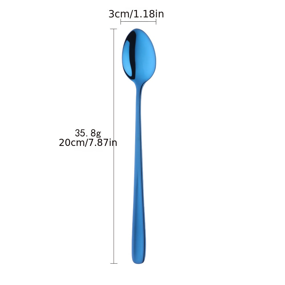 Long Handle Rainbow Ice Cream Spoon Stainless Steel Stirring and Mixing Tool