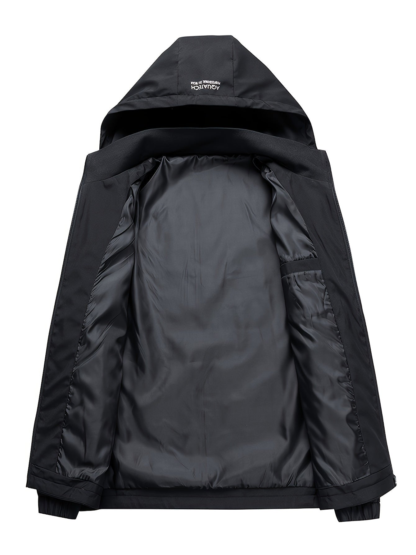 Men's Windbreaker Jacket with Letter Print Hooded Zipper Pockets for Spring and Fall Outdoor Activities