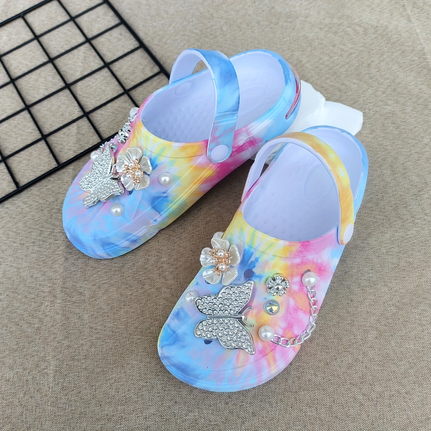 Women's Lightweight Slip-On Mules with Floral Embellishments Non-Slip EVA Platform Summer Shoes