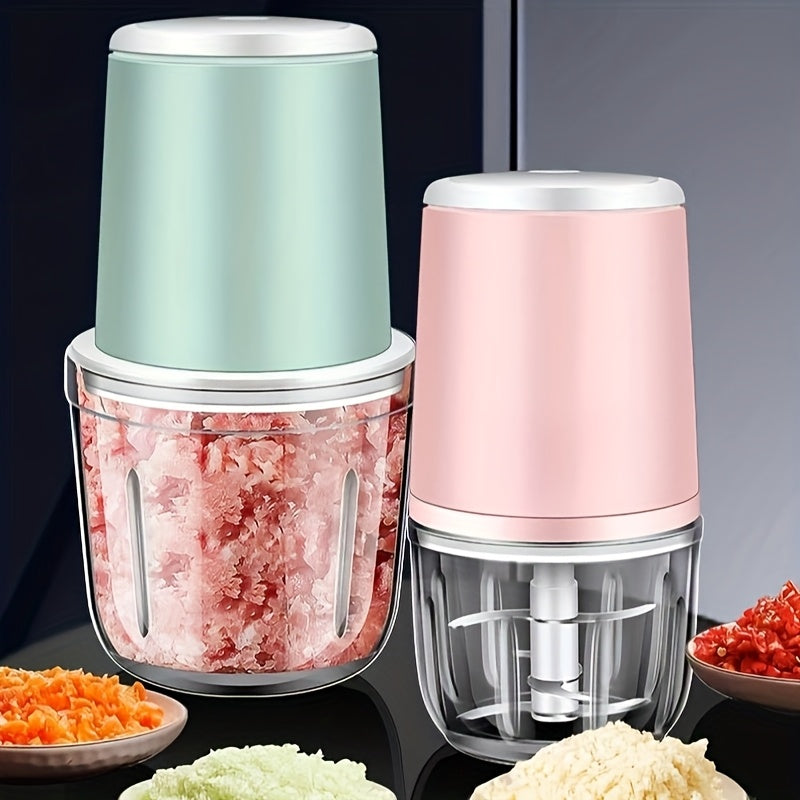 Molino de carne eléctrico con cuchillas de acero inoxidable, capacidad de 2L para carne, verduras, frutas, nueces, carga USB, 148W, 8 tazas