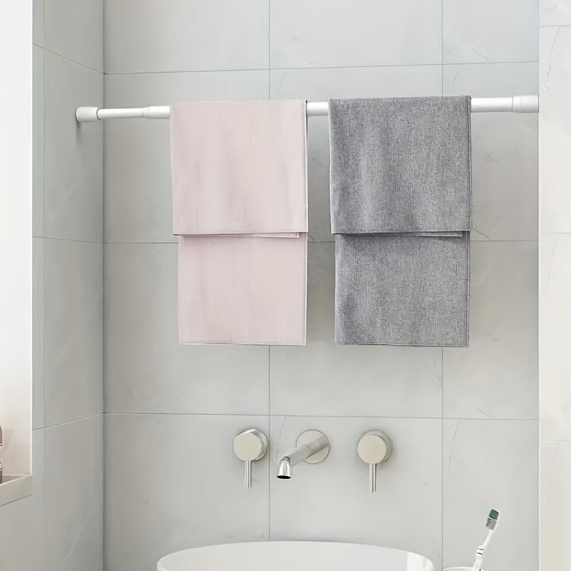 Adjustable Tension Rod with Wall Mount Brackets for Household Use Metal Durable Easy Installation