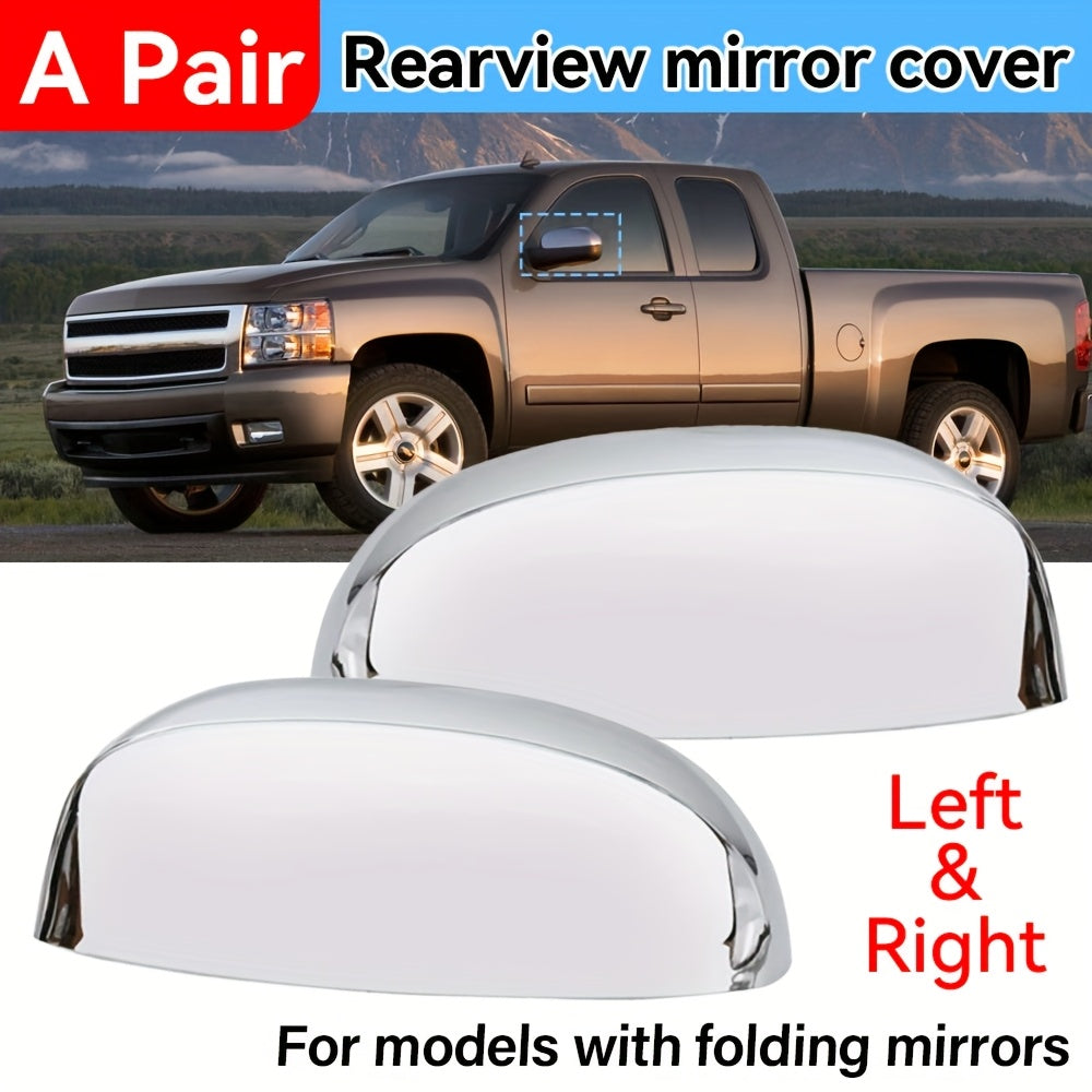 Pair Chrome Rearview Mirror Cover Caps for Chevy GMC Sierra 2007-2013