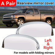 Pair Chrome Rearview Mirror Cover Caps for Chevy GMC Sierra 2007-2013