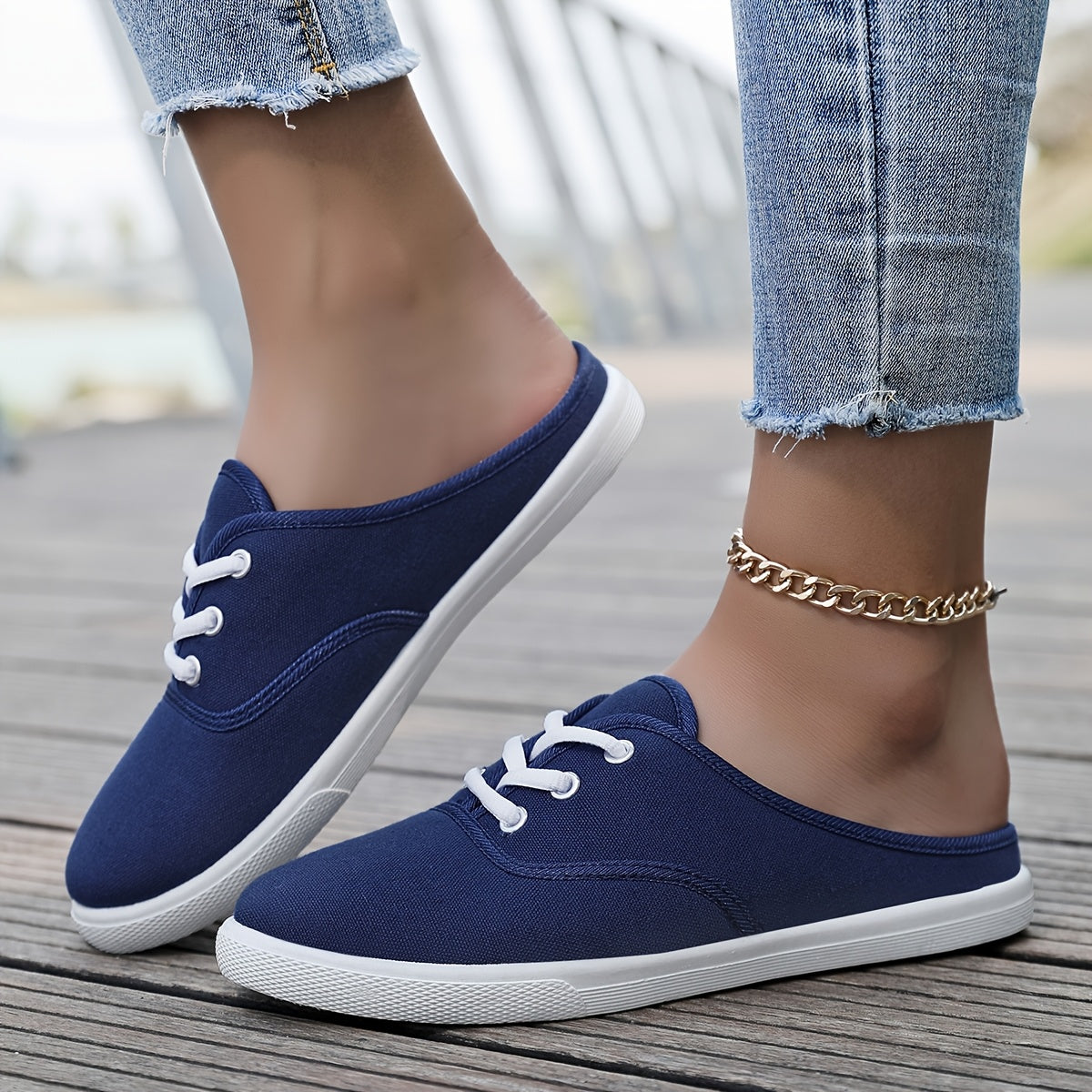 Ayollar uchun yengil slip-on sport poyabzali nafas oluvchi mato, barcha mavsumlar uchun, oq, qora, dengizxotiri