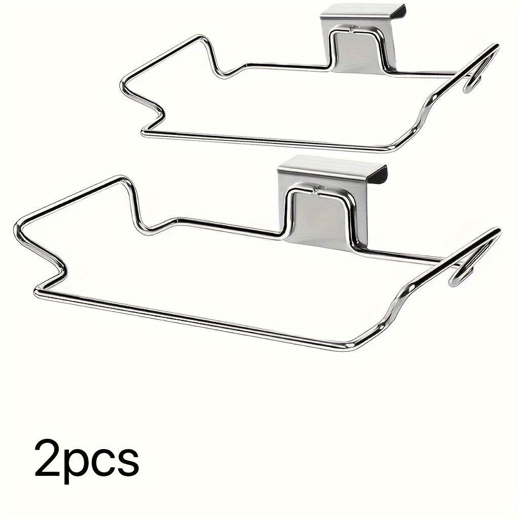 Stainless Steel Wall-Mounted Kitchen Storage Hooks for Garbage Bag Organizer 1/2 Pieces
