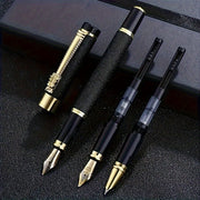 Luxury Pen Set with Ergonomic Metal Pens, Medium Rhodium Tips for Calligraphy and Office Use