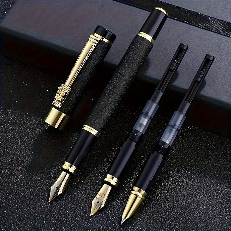 Luxury Pen Set with Ergonomic Metal Pens, Medium Rhodium Tips for Calligraphy and Office Use