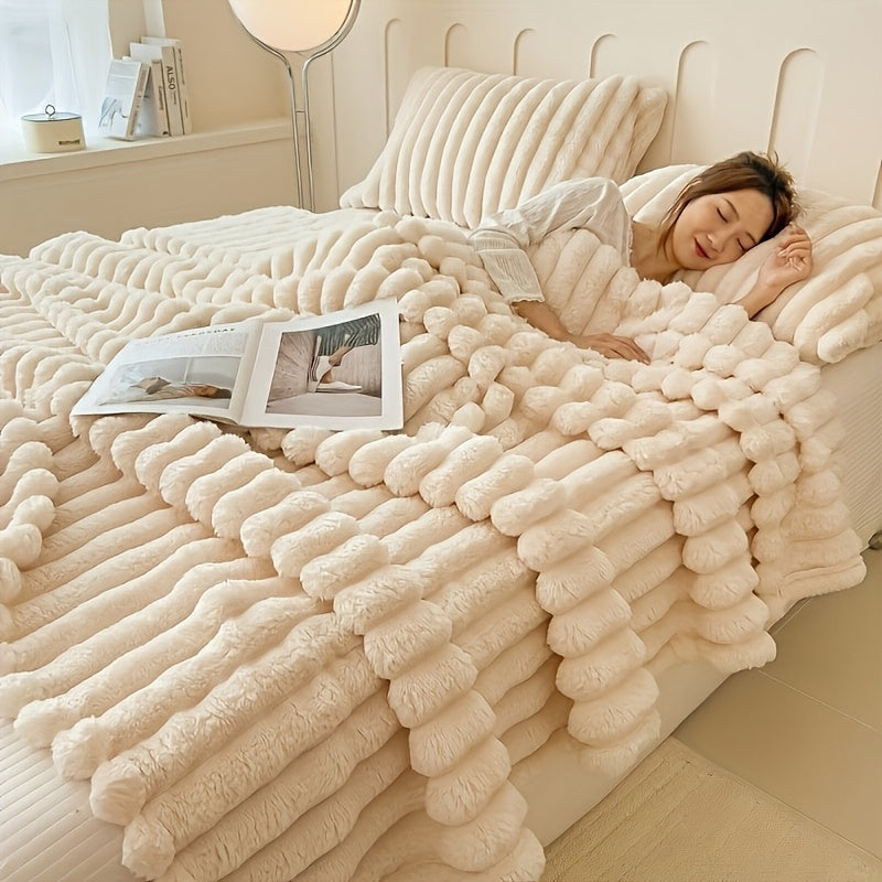 Faux Fur Throw Blanket Double-Sided Soft Warm Plush Couch Bed All-Season