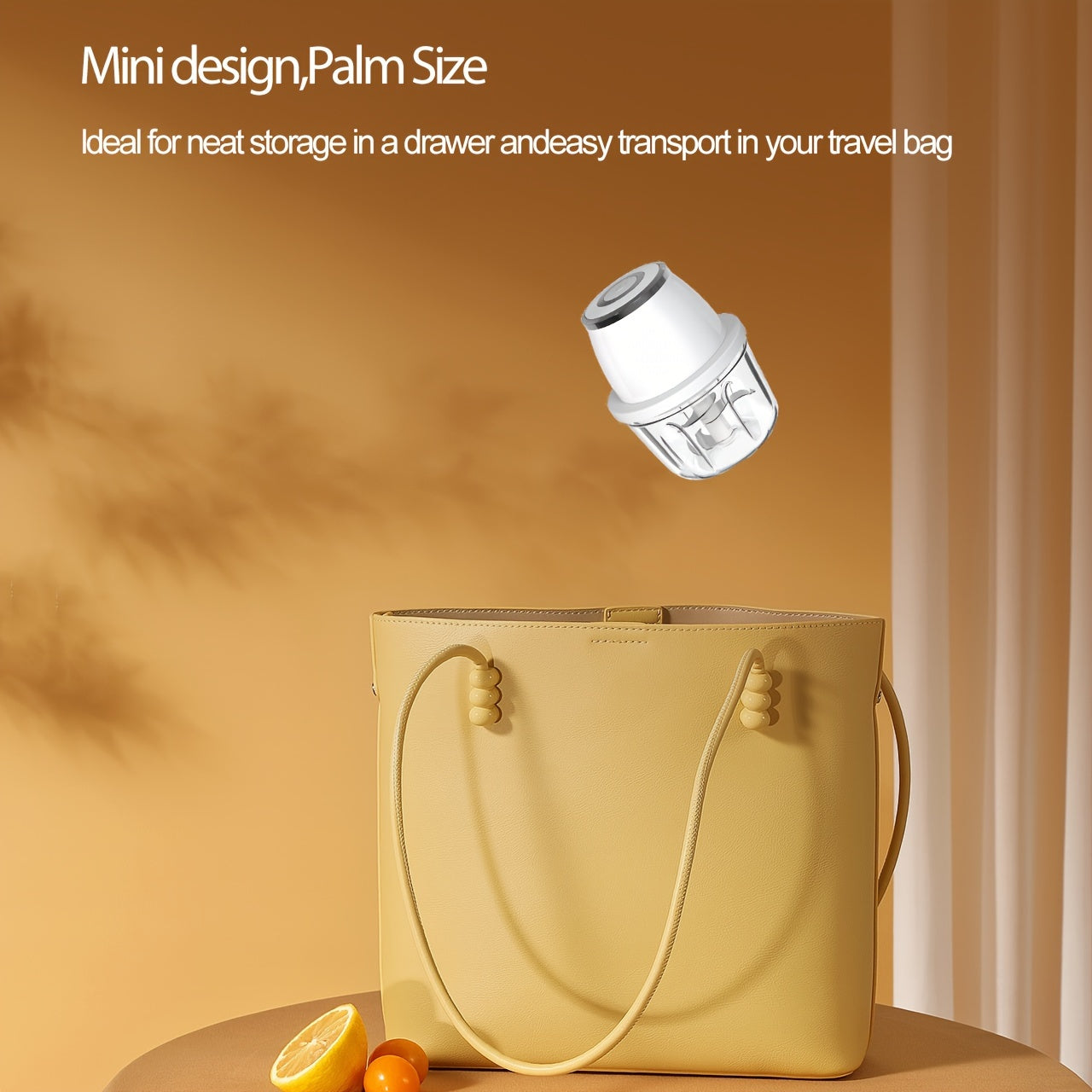 Picadora eléctrica portátil de alimentos 350ML, cortador de ajo inalámbrico USB de mano