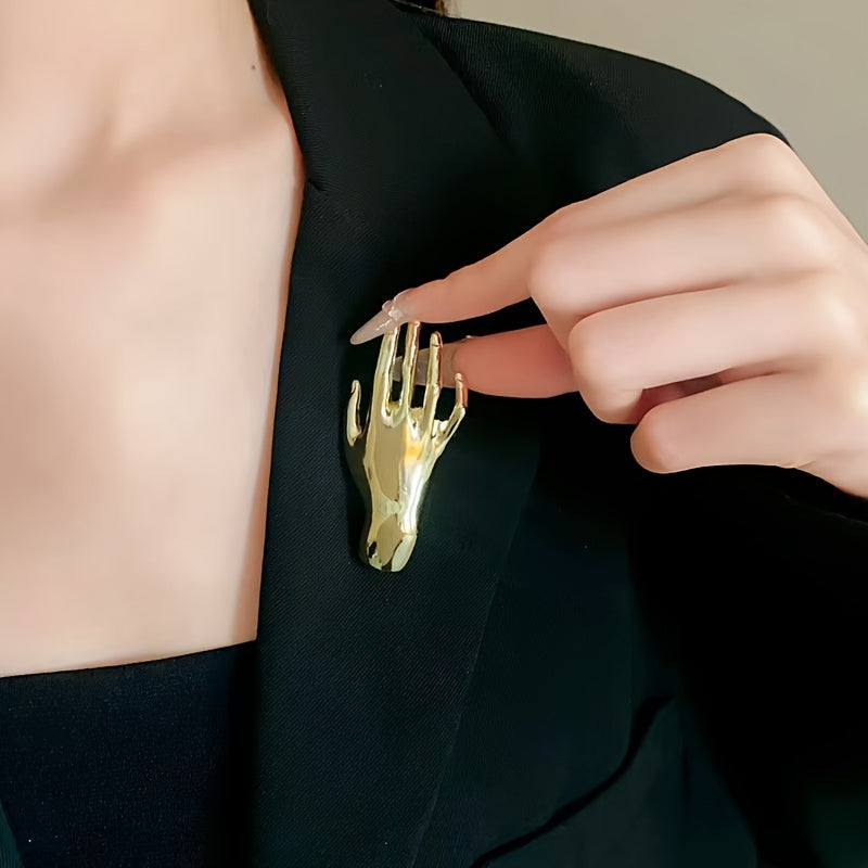 Gold Palm Brooch Pin for Women and Men Luxurious Accessory