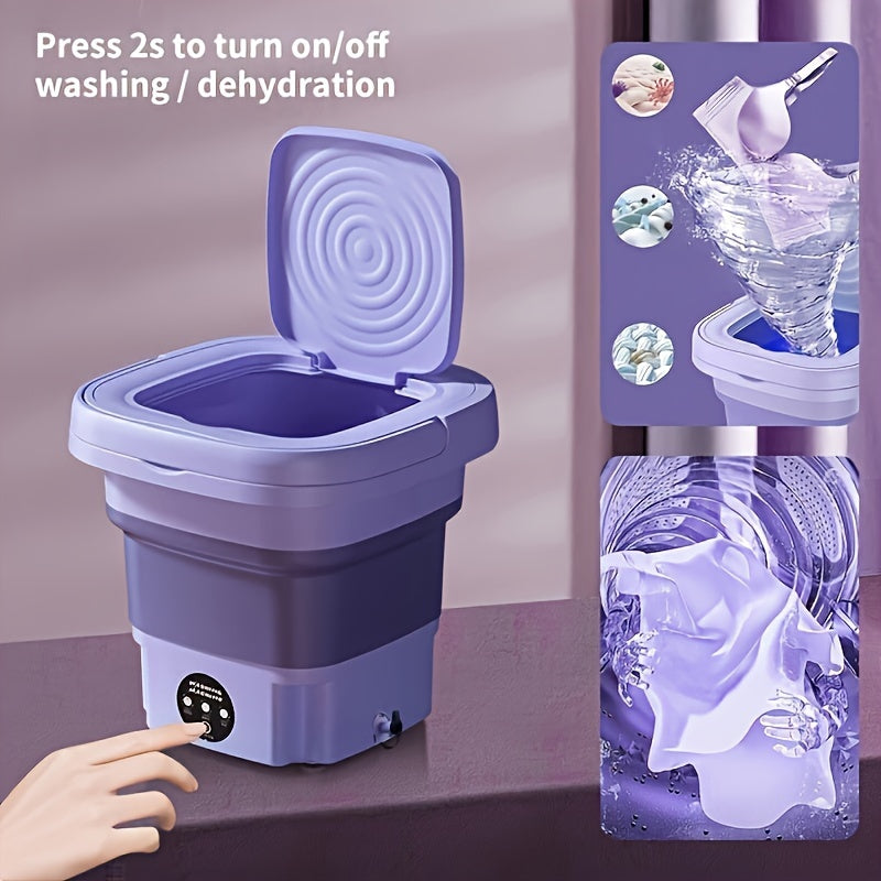 Portable 8L Foldable Washing Machine for Underwear Socks Space Saving Battery Powered