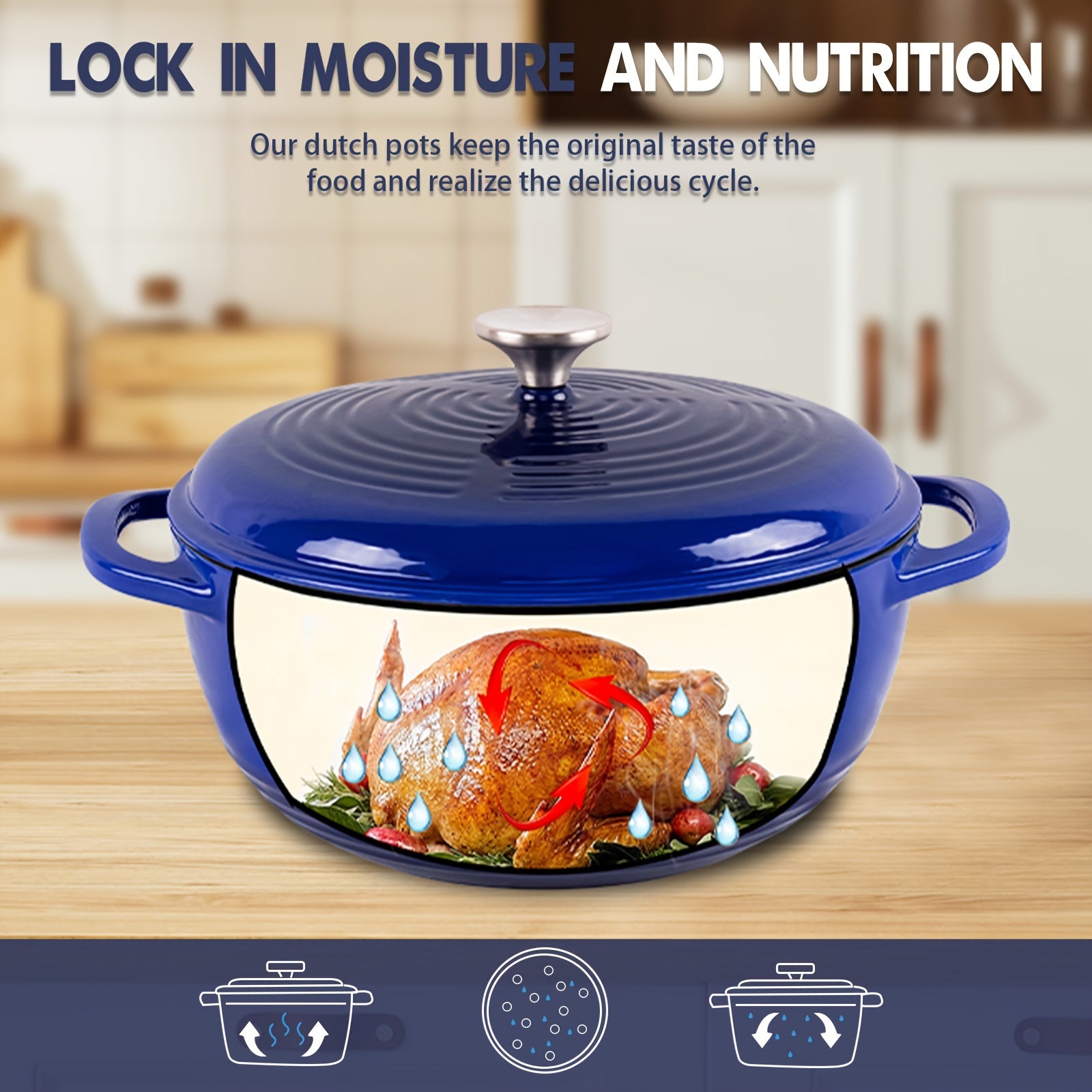 Cast Iron Enamel Pot 23cm 3.5L Multifunctional for Stove Pasta Steak