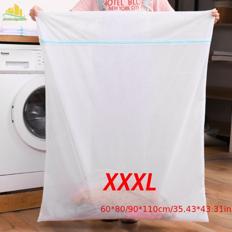 Laundry Bag with Zipper Closure and Mesh Cover, Sturdy Non-Woven Polyester, Rectangle Design