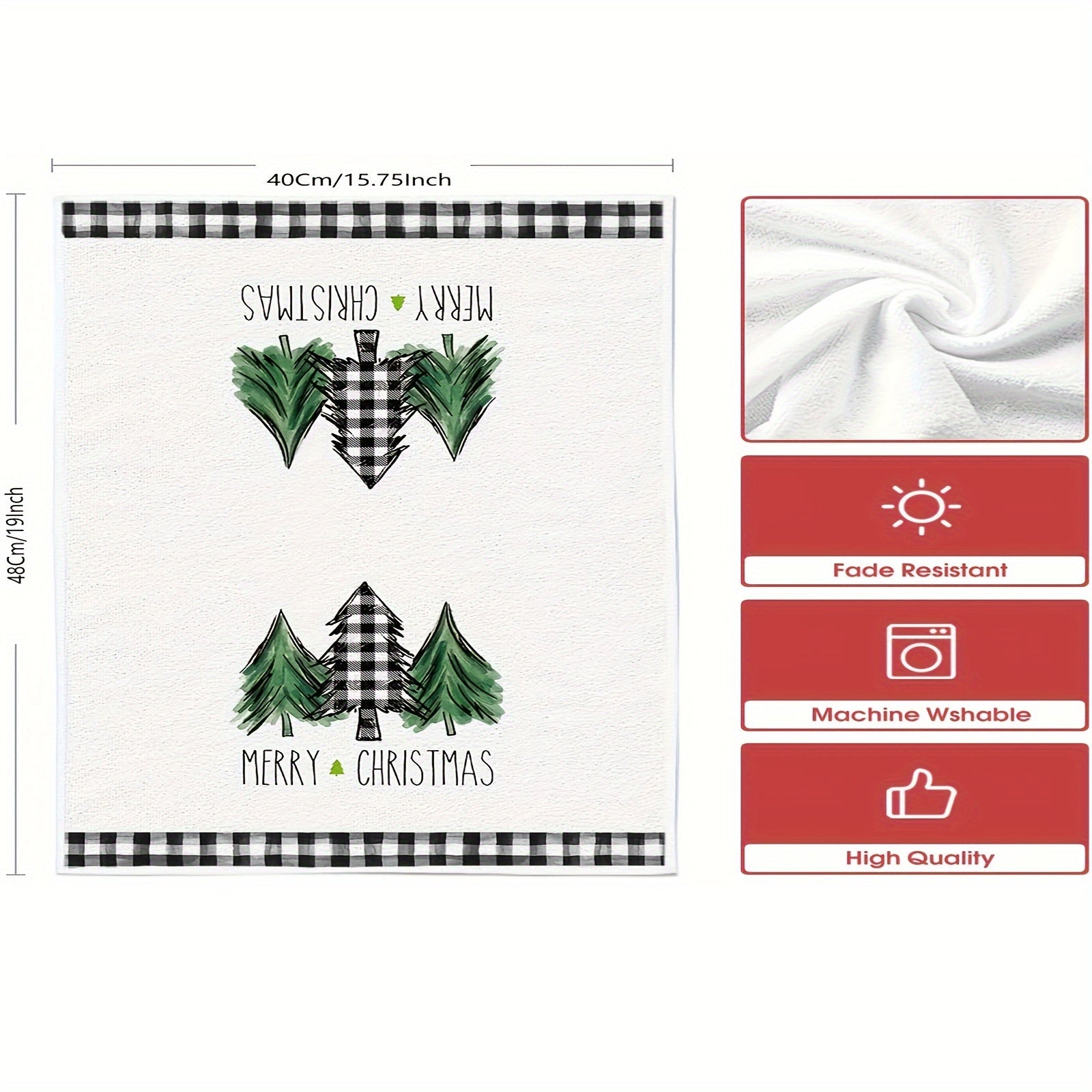 2/4Pcs Christmas Hand Towels with Truck and Tree Plaid Print Kitchen Decor Housewarming Gift