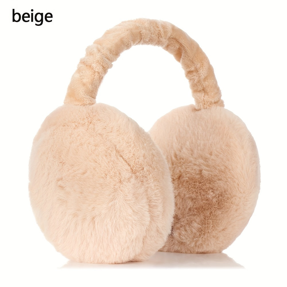 Unisex Foldable Solid Color Earmuffs Warm Plush Coldproof Winter Outdoor Gear