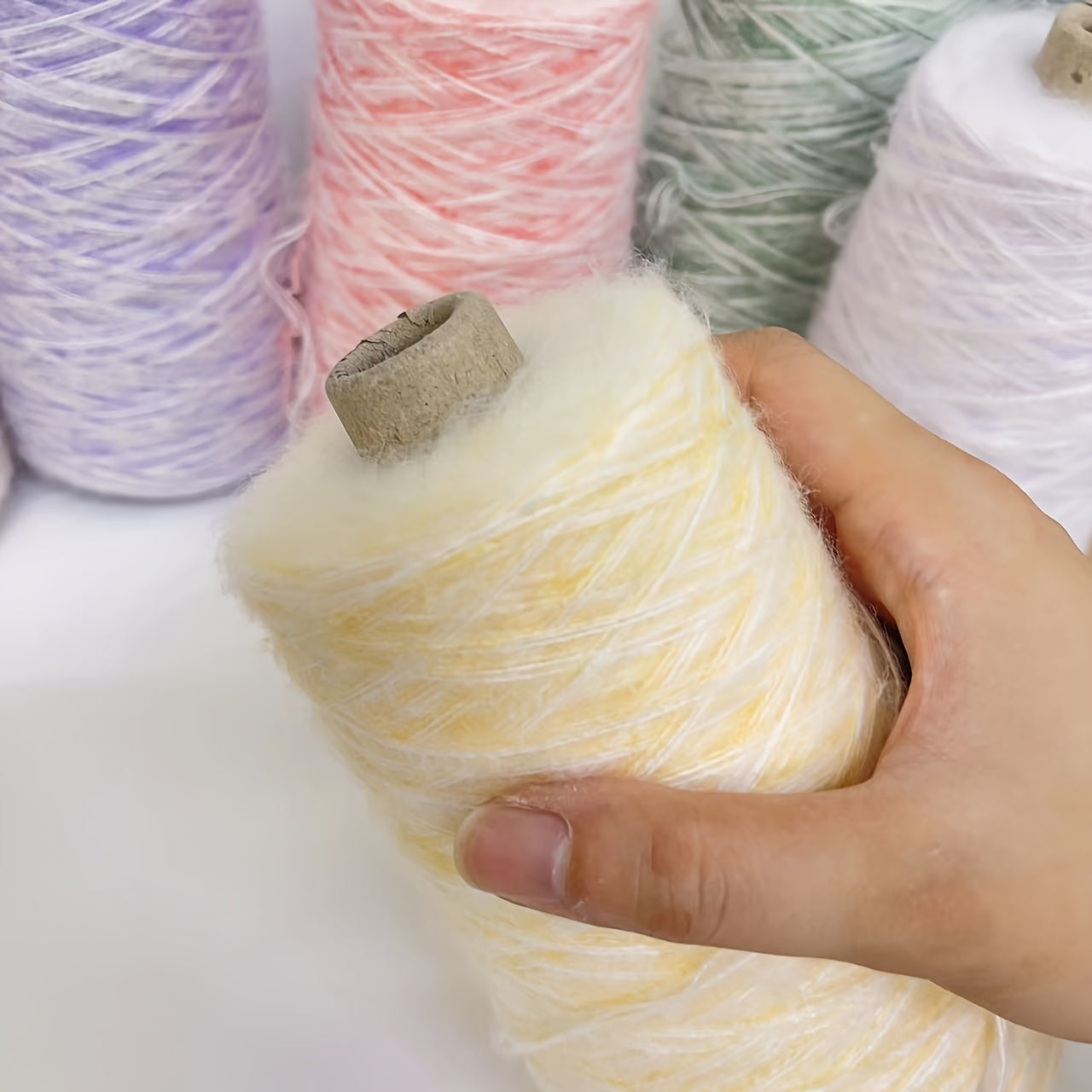 200g Mohair and Acrylic Yarn for Knitting Scarves Sweaters White 1mm Thick