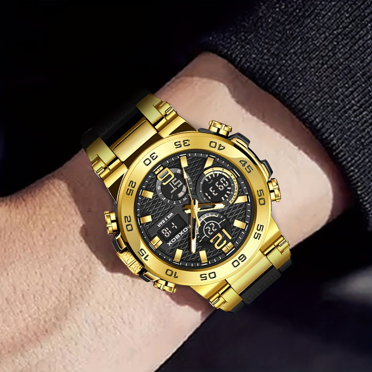 Multi-Functional Chronograph Watch with Dual Display for Men and Women