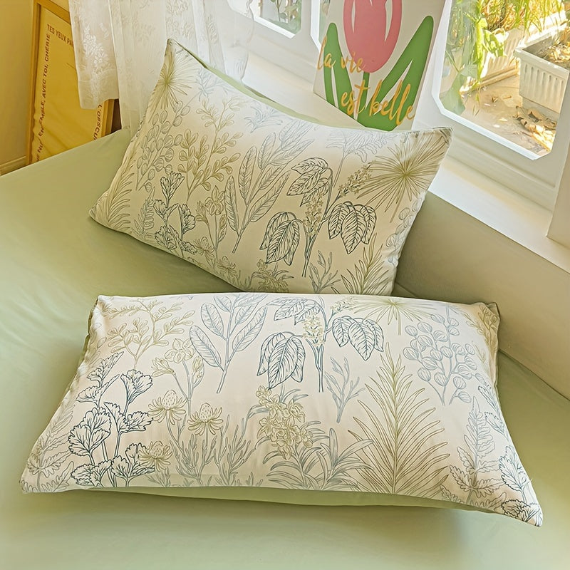 Modern Floral Hypoallergenic Pillowcase Deep Pocket Breathable Polyester for Dorms and Bedrooms