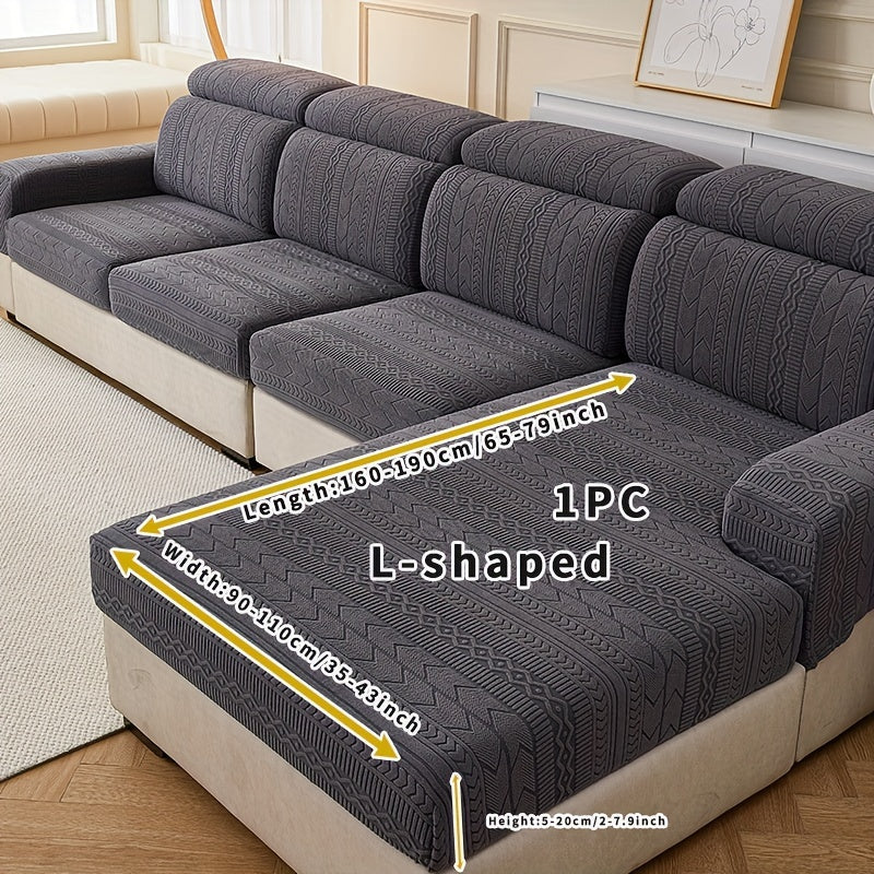 Qorong‘u kulrang chiziqli divan qopqog‘i, barcha mavsumlar uchun elastik uy himoyasi