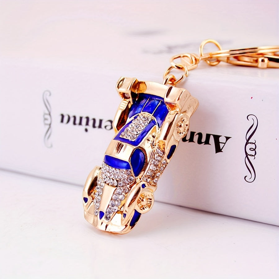 Llavero de coche con pedrería elegante, colgante de aleación de zinc, regalo para él o ella