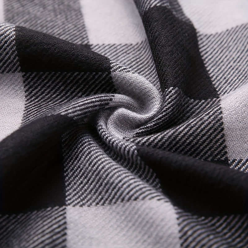 Men's Winter Scarf Imitation Cashmere Plaid Pattern Gift Warm Accessory