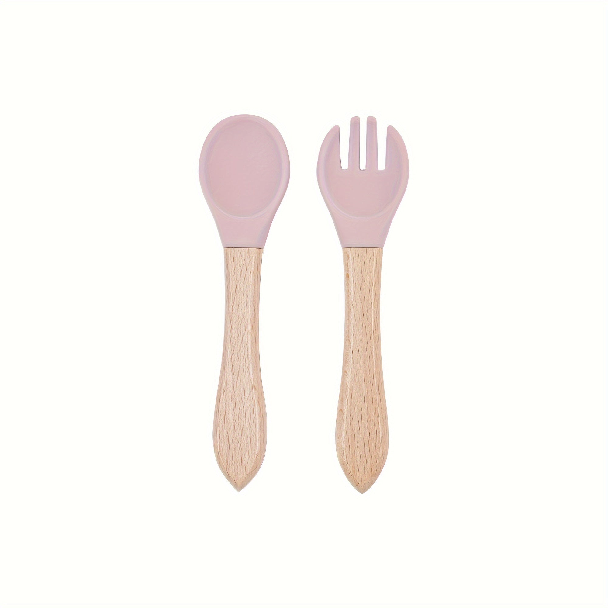 Baby Feeding Set Bamboo and Silicone Fork and Spork for Toddler Self-Feeding