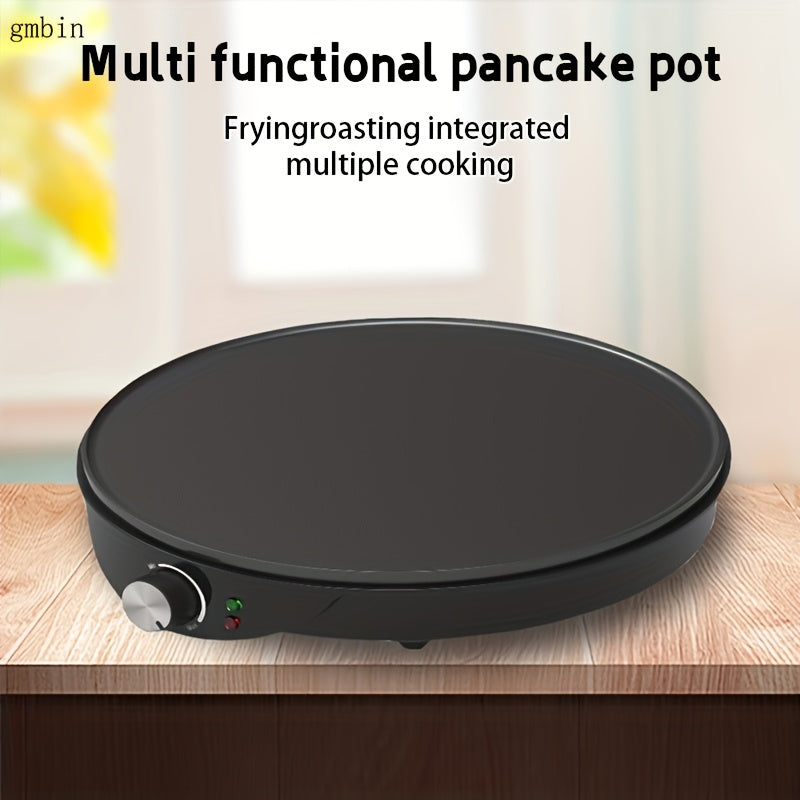 GMBIN Elektr Pancake va Omelette tayyorlagich, yopishmaydigan, sozlanadigan issiqlik nazorati bilan, 30cm aylana plita, bir tomonlama issiqlik, 1000W-1200W, 220V-240V, Yevropa standarti rozetkasi, alyuminiy material