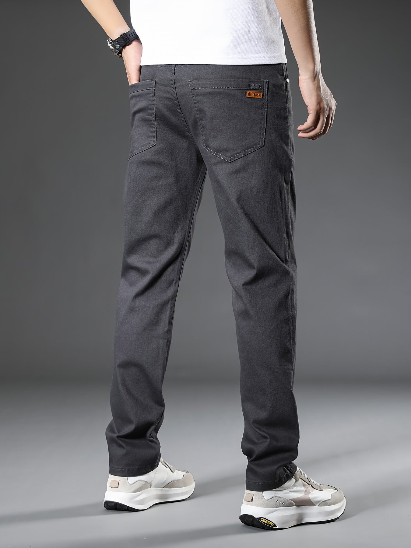 Men's Slim-Fit Black Stretch Denim Jeans Casual Straight Leg Spring Fall