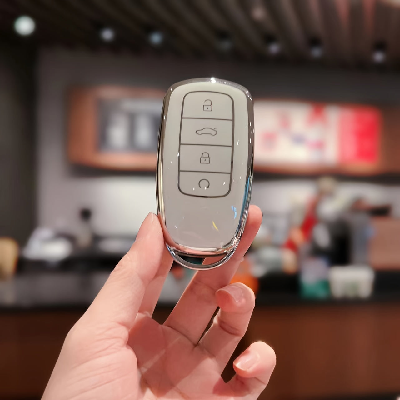 Car Key Cover TPU Scratch-Resistant Protective Case for Fob with Clear Buttons