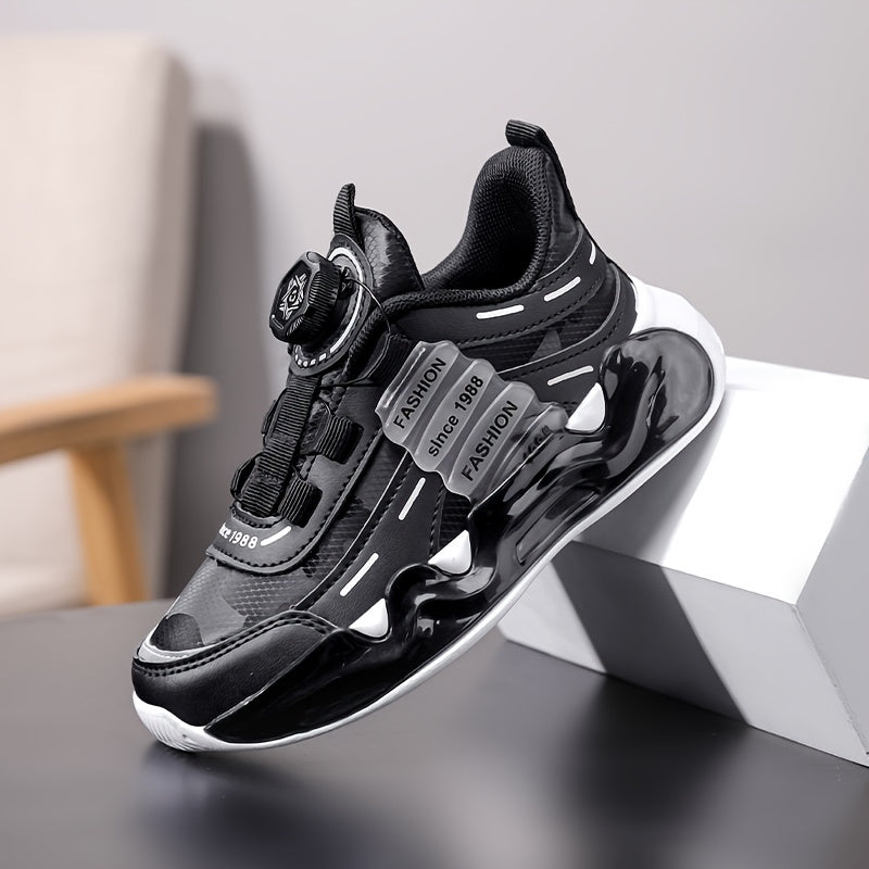 Zapatillas de rayas para niños con hebilla giratoria, forro transpirable, suela antideslizante de EVA