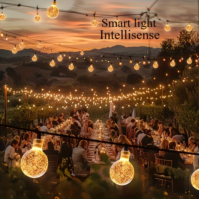 Solar-Powered LED Bubble Lights with Smart Sensor Adjustable Brightness for Garden Pathway and Wedding