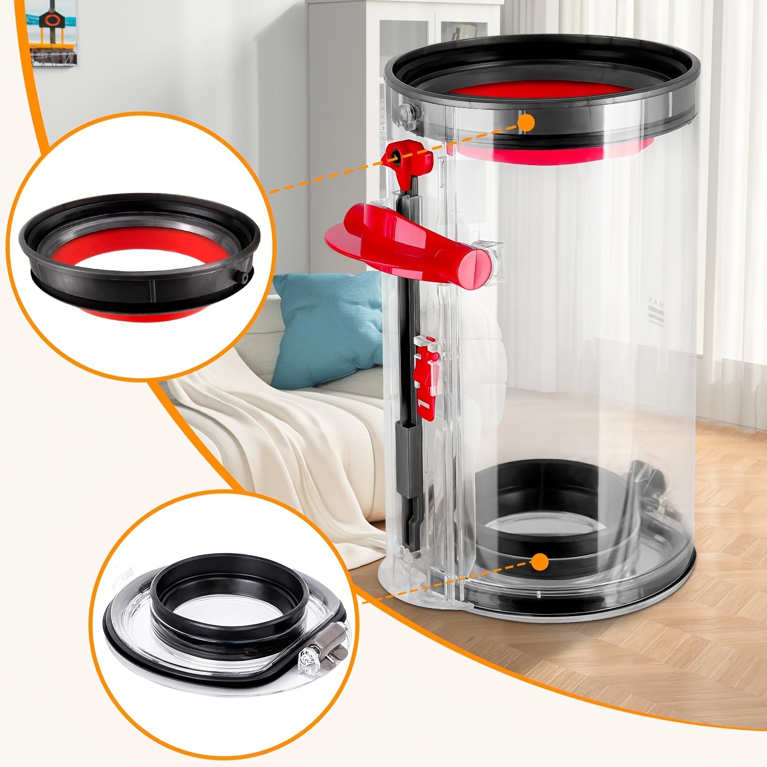 Replacement Clear Plastic Dust Bin for Central Vacuum Cleaner SV12 V10 Part 969509-01