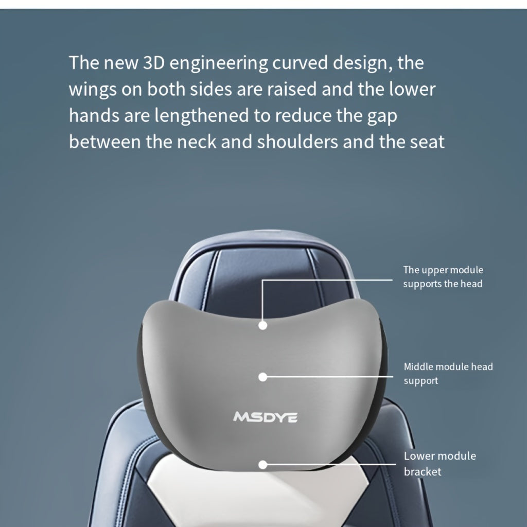 Memory Foam Headrest and Lumbar Support Set for Car Seat Comfort Breathable Polyester
