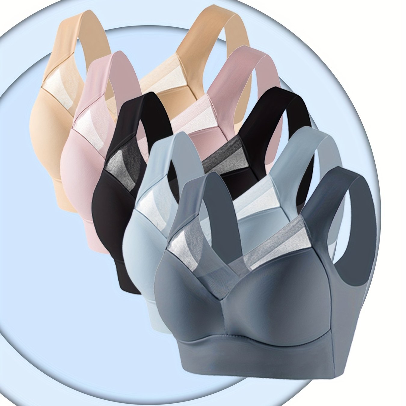 Ayollar uchun simsiz tarmoq to‘liq qamrovli bra, bir hil rang, nafas oladigan ichki kiyim