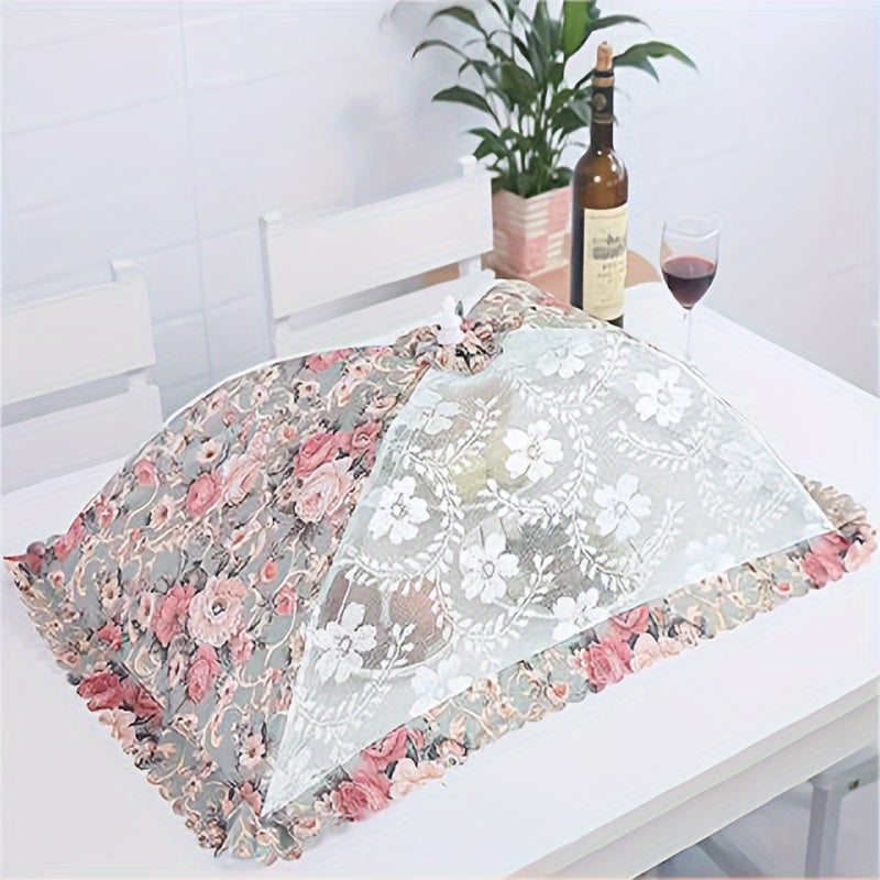 Foldable Floral Food Cover with Large Capacity, Rectangular and Round Mesh Dust Fly Protection