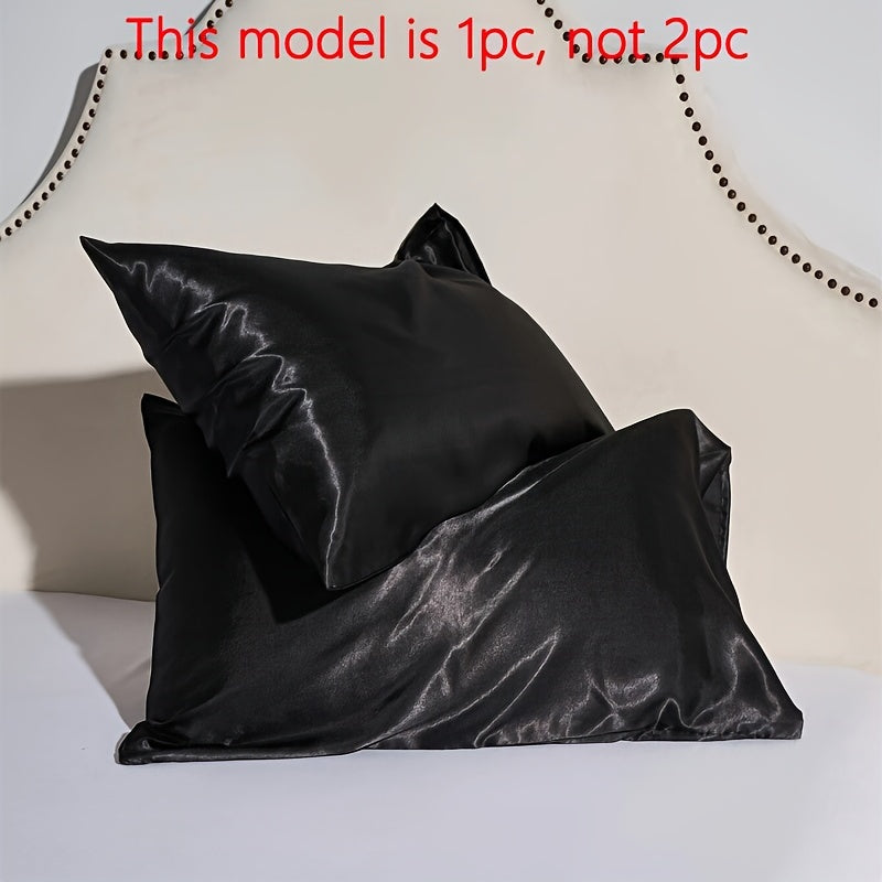 Solid Color Satin Pillowcase Set Breathable Skin-Friendly Envelope Closure