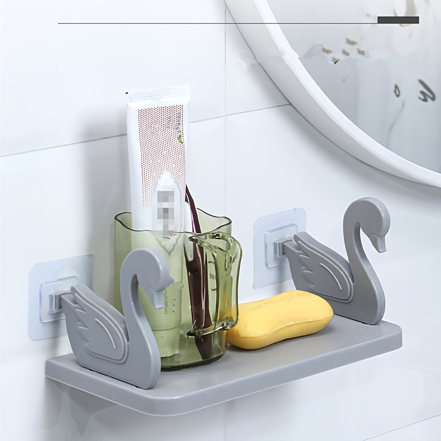 Swan-Shaped Wall-Mounted Bathroom Shelves for Storage and Organization