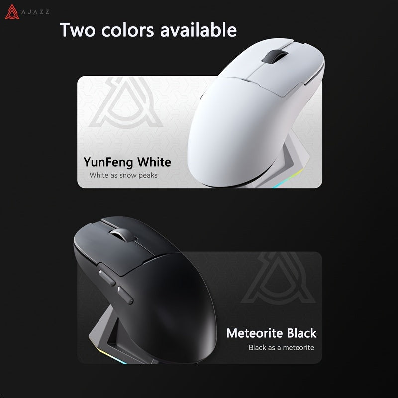 Gaming Mouse Lightweight Ergonomic Wireless Wired Tri-Mode Optical Sensor Black White
