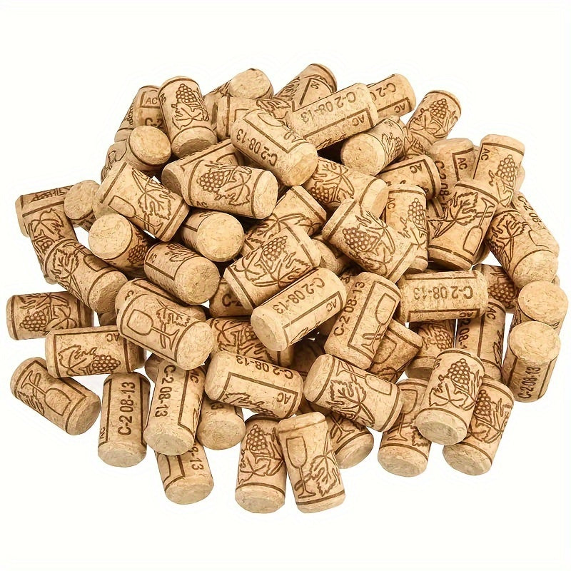 Natural Wine Corks Set of 100 with Engraved Designs for Sealing and Preservation